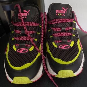 PUMA Womens Sneakers - Black, Pink, and Green